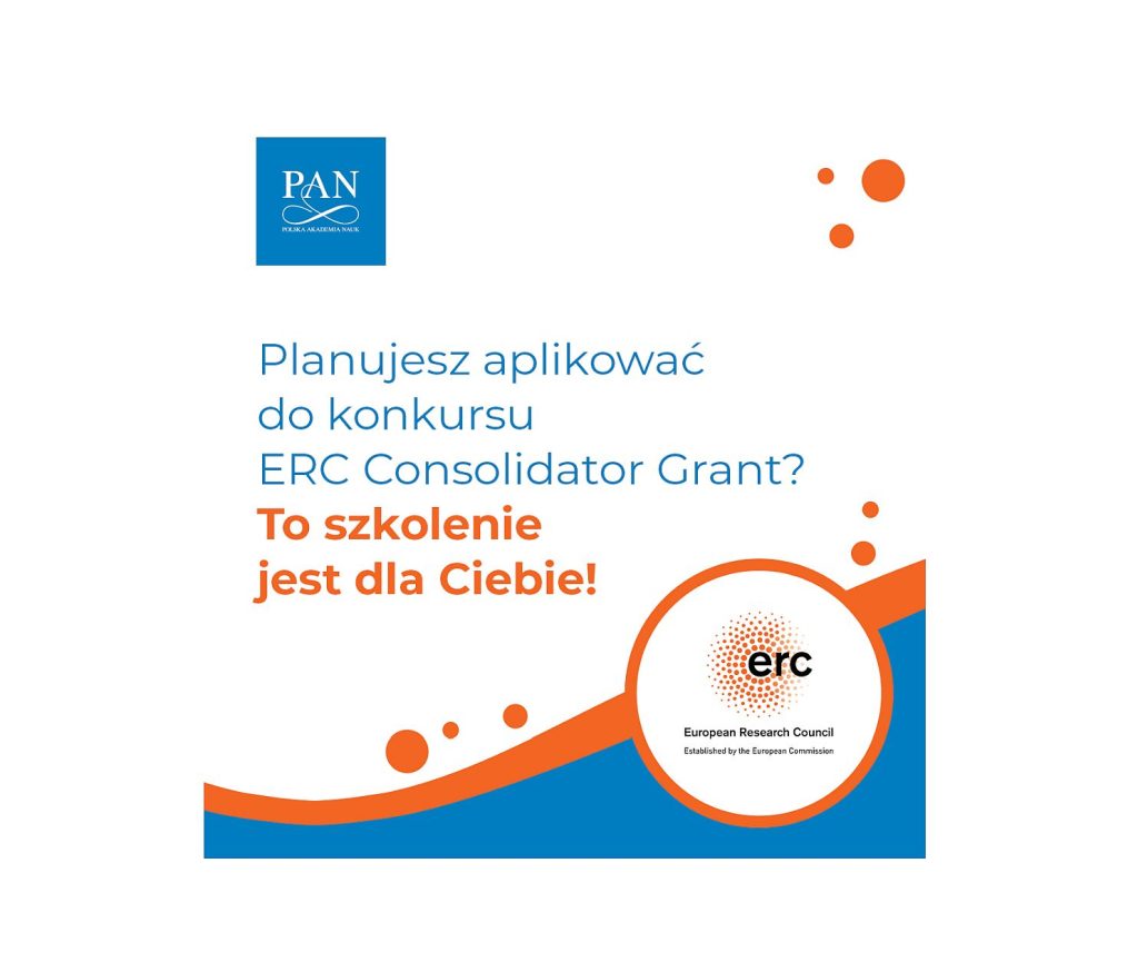 Baner informujacy o szkoleniu z treścią Planujesz aplikować do konkursu ERC Coordnator Grant?